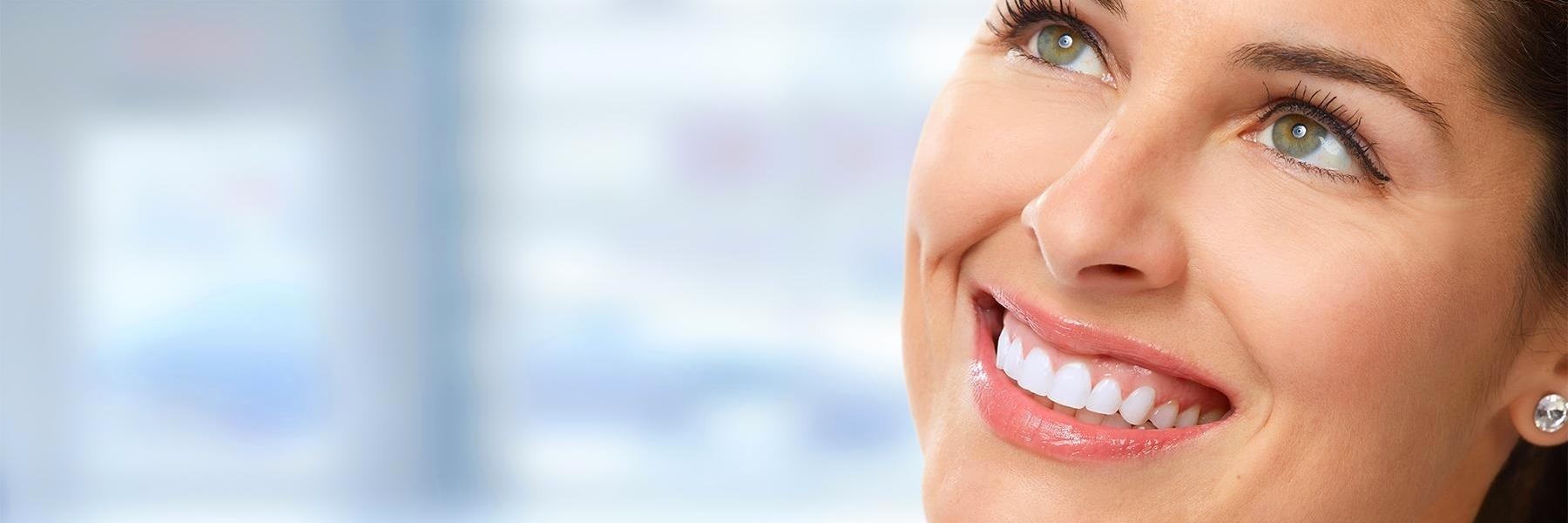 Lady displays her white teeth after brushing in Elk Grove Village, Illinois